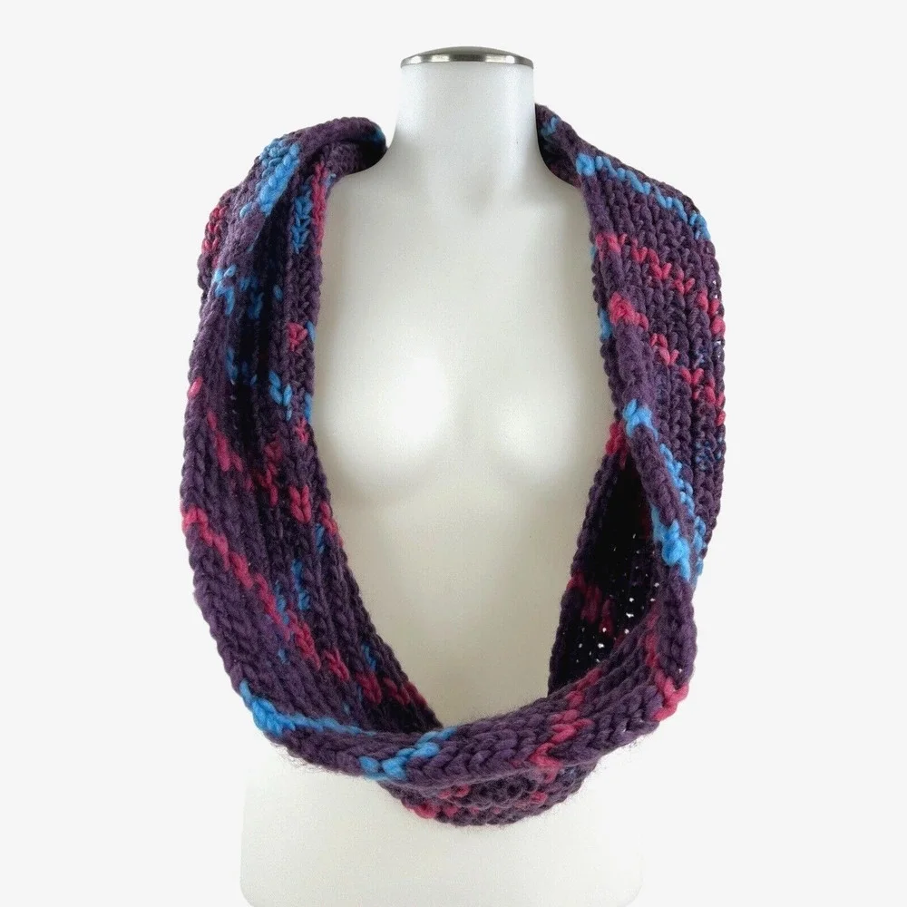 Earthbound Women's Purple Ribbed Crochet Knit Mobius Infinity Scarf 55